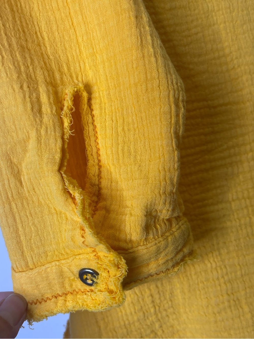 We The Free People Summer Daydream Button Down Shirt Size Medium Yellow Papaya - Picture 6 of 16
